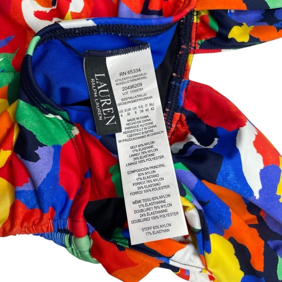 Lauren Ralph Lauren Floral Shirred V-Neck One-Piece Size 6 New NWT - Picture 7 of 7